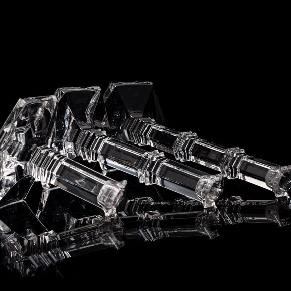 Set Of 3 Tiffany & Co. Crystal Candle Holders - Picture 3 of 9